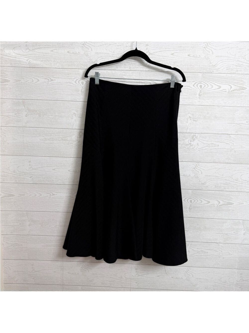 John Paul Richard Women’s Black Striped Maxi Flare Skirt. Size 8